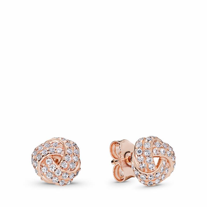 Pandora Rose™ Sparkling Love Knot Stud Earrings Egypt YN3029864